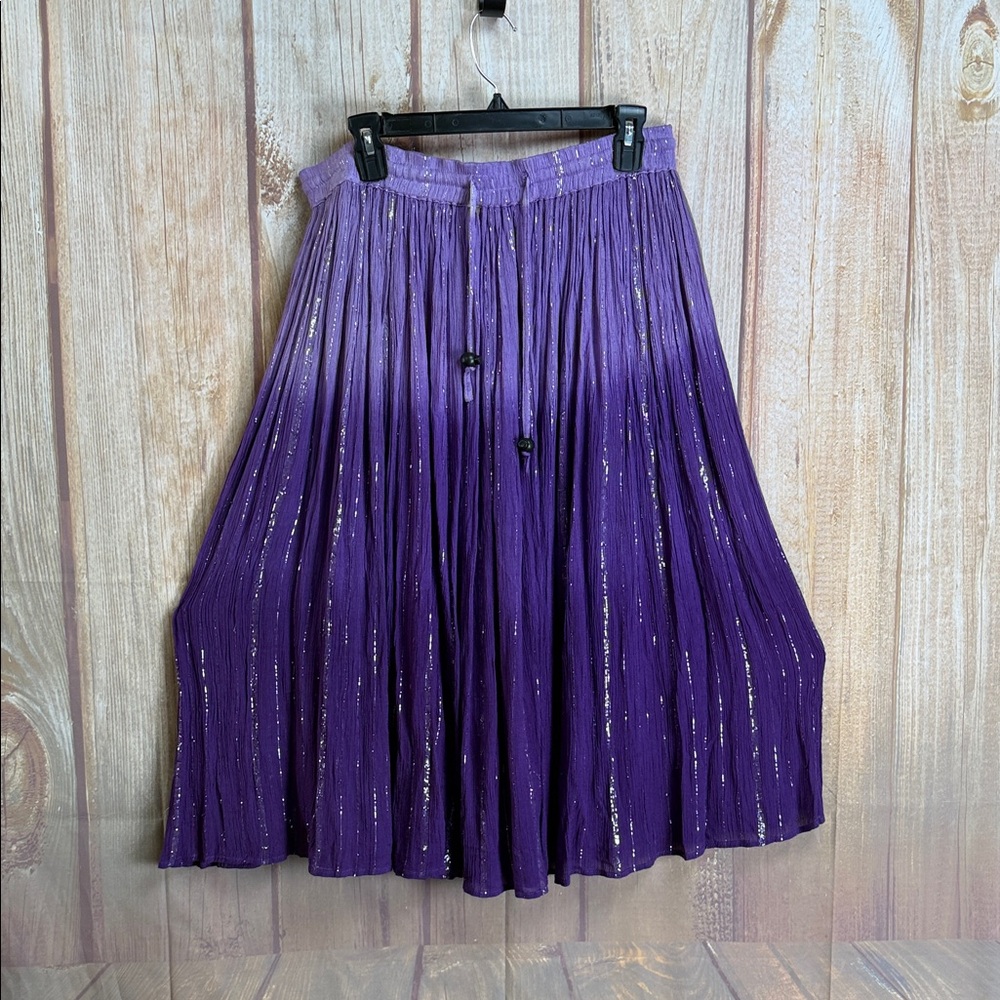 💵NWT Westside Purple 100% Rayon Elegant Purple Pleated Skirt Size One Size Teen